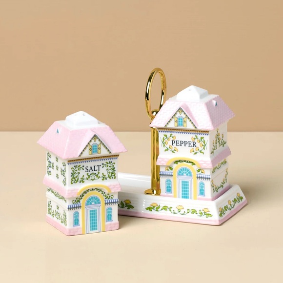 Charming 2025 LENOX Spice Village Pink and White Salt and Pepper Shaker Set - Picture 2 of 7